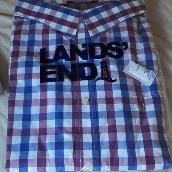 lands end Shirt 4x 5x Big Tall Long Sleeve classic dress shirt 21 x 37 new blue - Picture 4 of 5